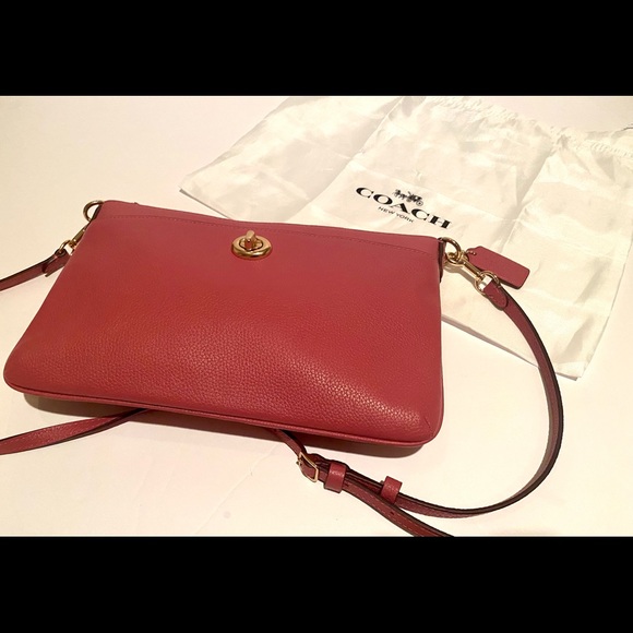 Coach Polly Pink Rouge Pink Pebbled Leather Crossbody Bag C3376 - Picture 3 of 11